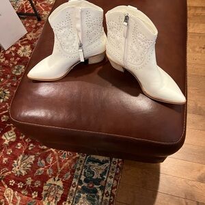 Women's White Western Ankle Boots